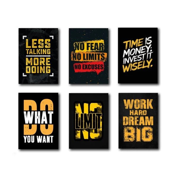 Motivational Wooden Canvas Frames - 6 pcs