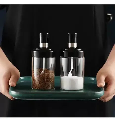Oil Bottle with3 Spice Jars Set