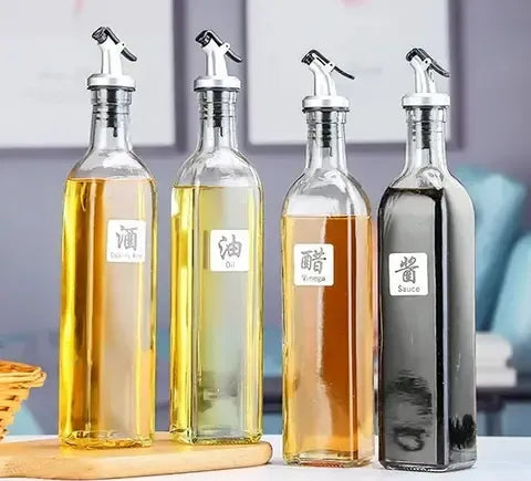 Oil Bottle with3 Spice Jars Set