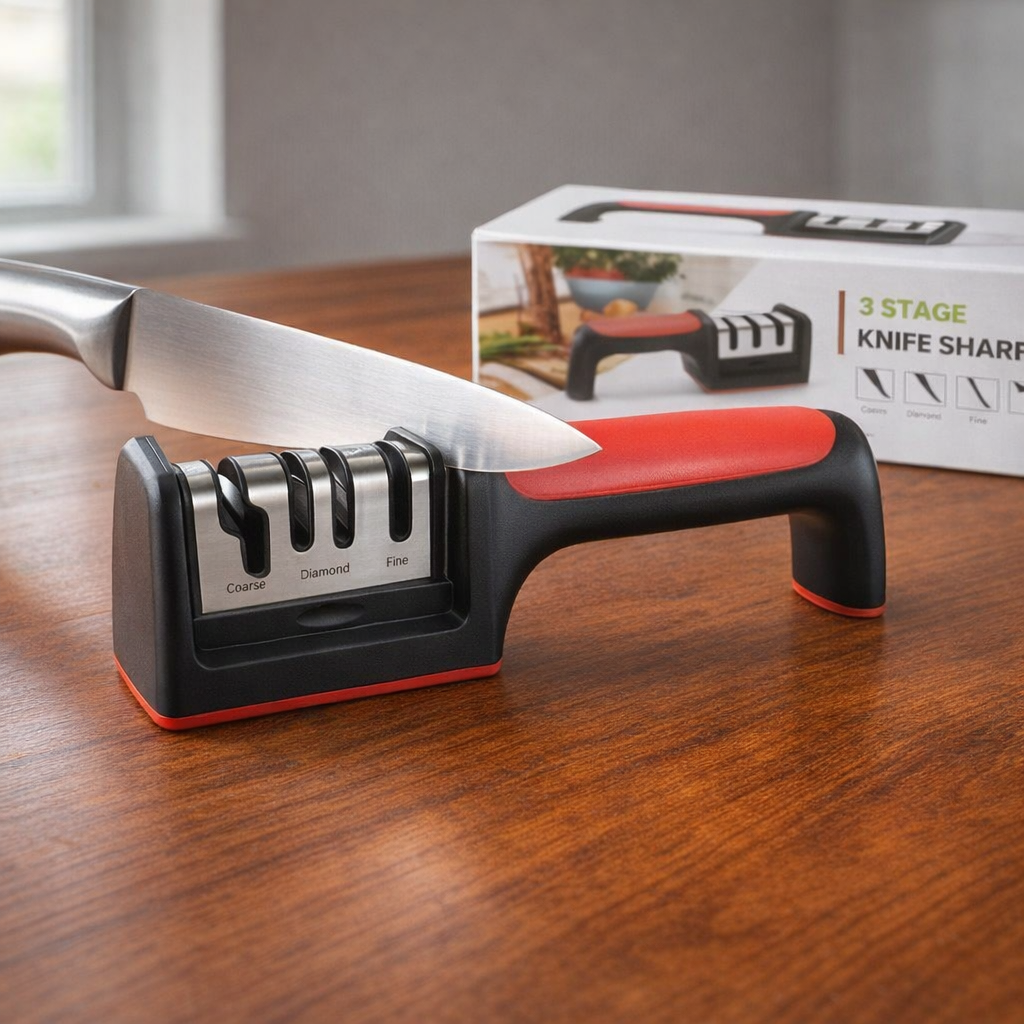 Kitchen Knife Sharpener | Three Stage Manual Sharpening Tool